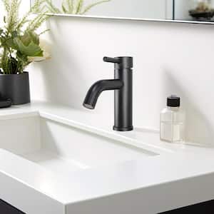 Single-Handle Lavatory Faucet, 4 in. Centerset, Lever Style Handle, Ceramic Disc Control, Push Pop-Up Matte Black