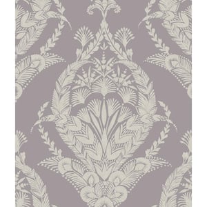 Arlie Purple Lavender Botanical Damask Matte Non Woven Wallpaper Roll