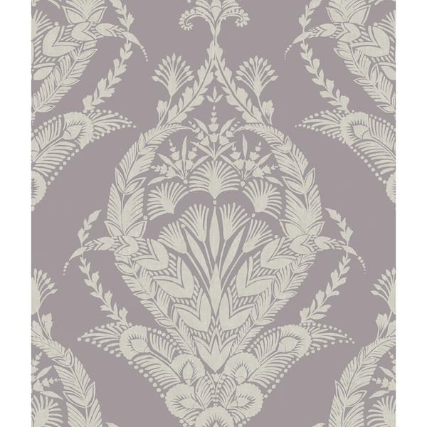 A-Street Prints Arlie Purple Lavender Botanical Damask Matte Non Woven Wallpaper Sample