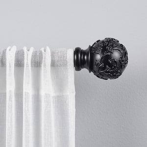 Vine 66 in. - 120 in. Adjustable 1 in. Single Curtain Rod Kit in Matte Black with Finial