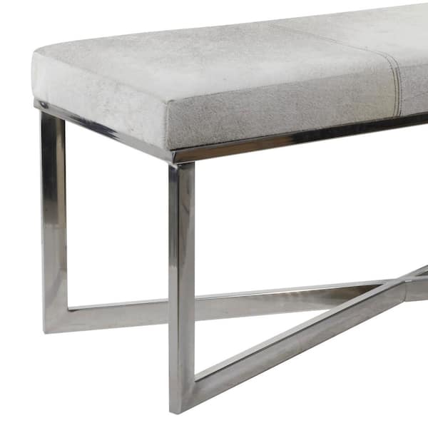 Grey cowhide bench discount