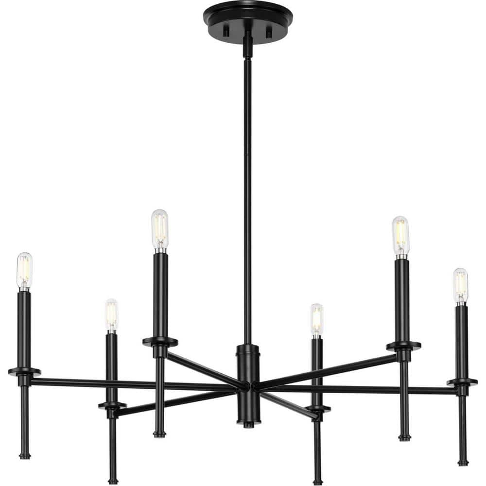 Progress Lighting Elara 30 in. 6-Light Matte Black Dining Room New