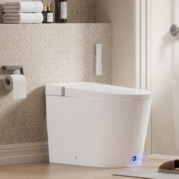 Comfort Fit Elongated Bidet Toilet 1.28GPF in White with Wider Heated Seat, Warm Wash, Night Light, Auto Flush