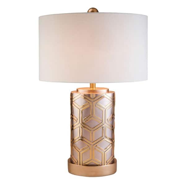 ORE International 29 in. Rose Gold Bamboo Weave Table Lamp