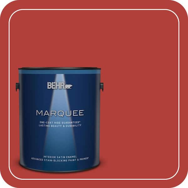 BEHR MARQUEE 1 gal. #170B-7 Red Tomato Satin Enamel Interior Paint & Primer