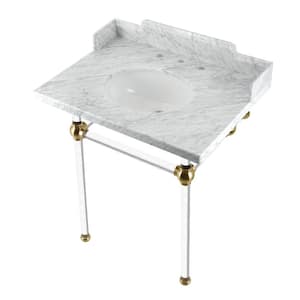 Facture Console Sink Set in Marble White Brushed Brass