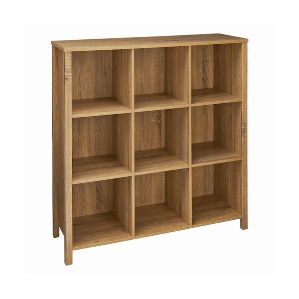 38.31 in. H x 37.6 in. W x 11.81 in. D Weathered Oak Laminate Adjustable 9-Cube Storage Organizer
