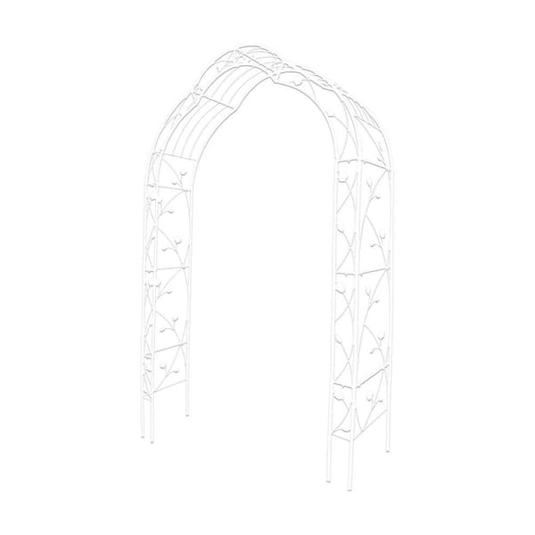 Unbranded 98.4 in. x 59 in. Metal Garden Arch Arbor Trellis in White