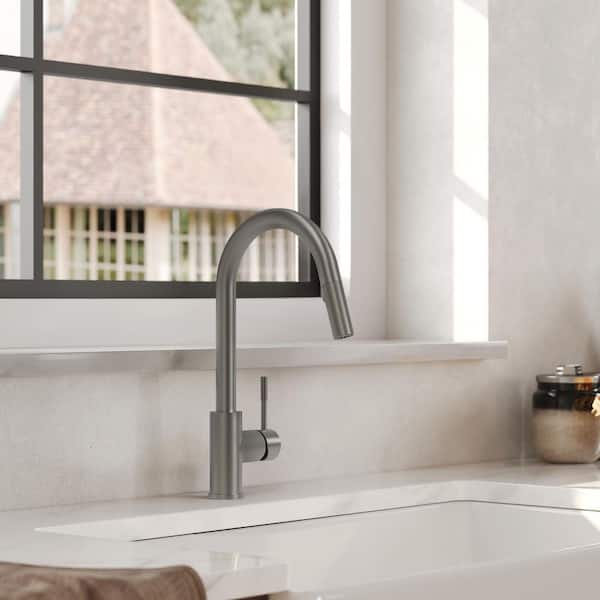 16 in. Height 360° Spout Swivel Single Handle Pull Out 2-Sprayer Kitchen Faucet with Brass Rough-in Valve Brushed Nickel