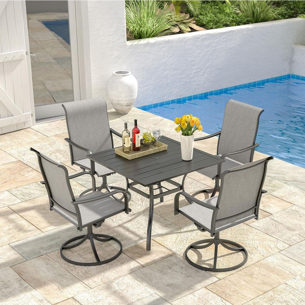 5-Piece Square Patio Dining Set with Swivel Chairs price history on PriceWatchPro