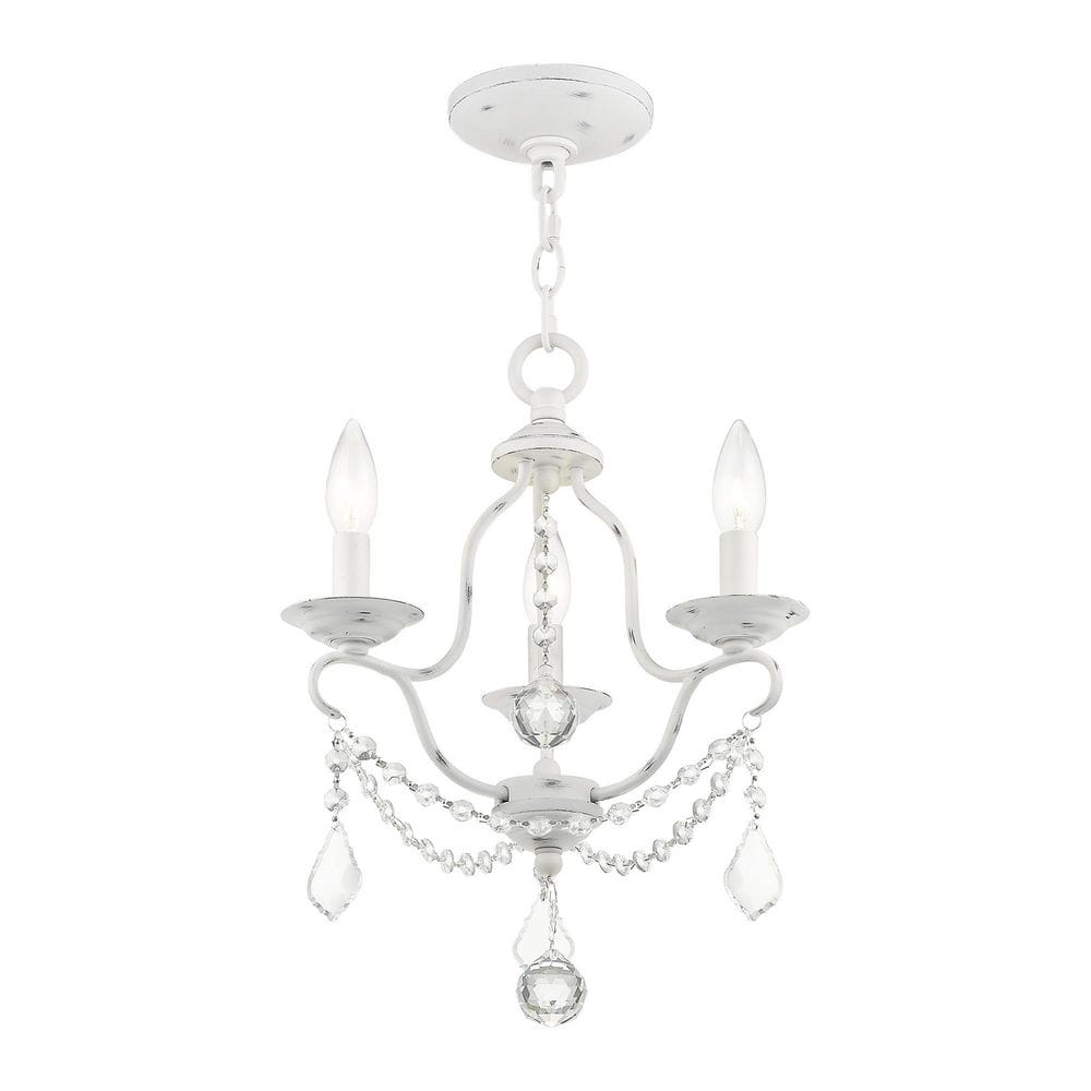 Antique White Mini 3-Light Candle Chandelier