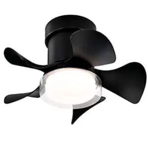 1 in. Indoor Low Noise Matte Black ABS Blade Remote Ceiling Fan with LED Light and White Housing