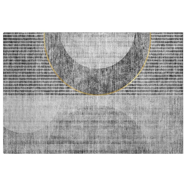 Dream Shag Premium Machine Washable Abstract ADS676 Charcoal 2 ft. x 3 ft. Accent Rug