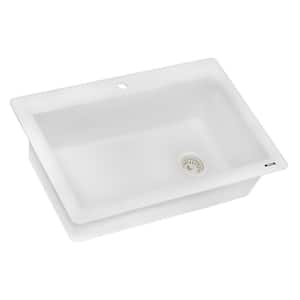 33 in. x 22 in. Arctic White Single Bowl Drop-In Topmount Granite Composite Kitchen Sink