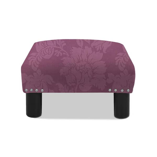 Purple Footstool Contemporary Stool Foot Rest Floral Print 