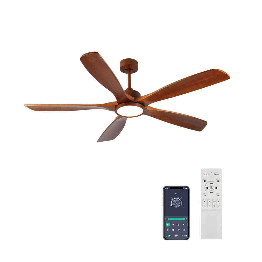 60 in. Modern Minimalist Brown Ceiling Fan with Reversible DC Motor and Remote Control for Living Room, Dining Room price history on PriceWatchPro