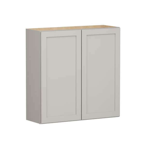 SIMPLY WOODMARK PRO Shaker Full Overlay 36 in. W x 12 in. D x 36 in. H Plywood Assembled Wall Kitchen Cabinet in Stone Gray