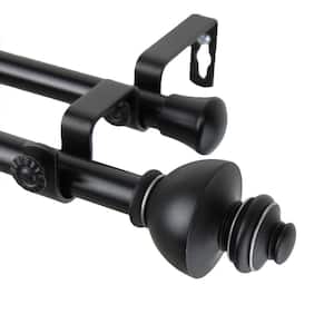 28 in. - 48 in. Telescoping Double Curtain Rod in Black with Dynasty Finial