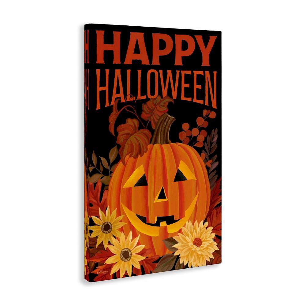 Happy Halloween Floral Pumpkin by Cat Thurman Designs Unframed Typography Graphic Art Print 30 in. x 20 in. price history on PriceWatchPro