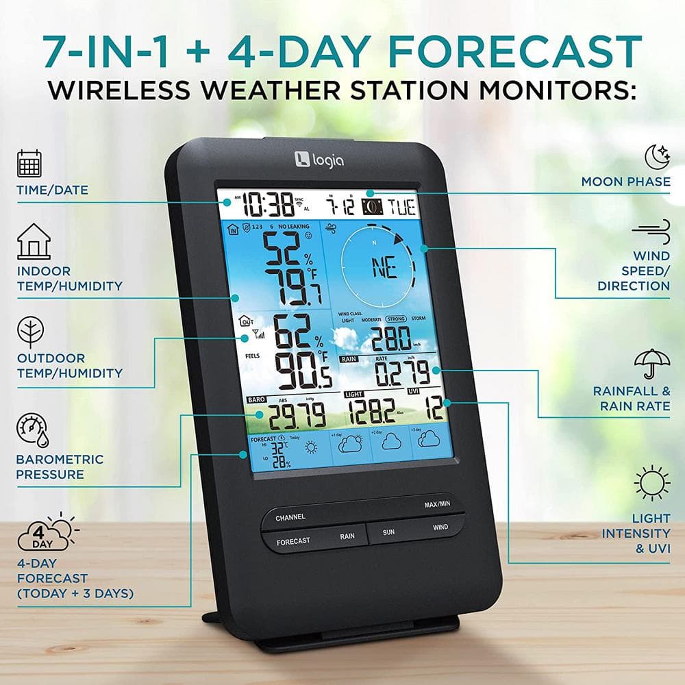 Logia 7-in-1 Wireless Weather Station with Solar Sensor and Wi-Fi