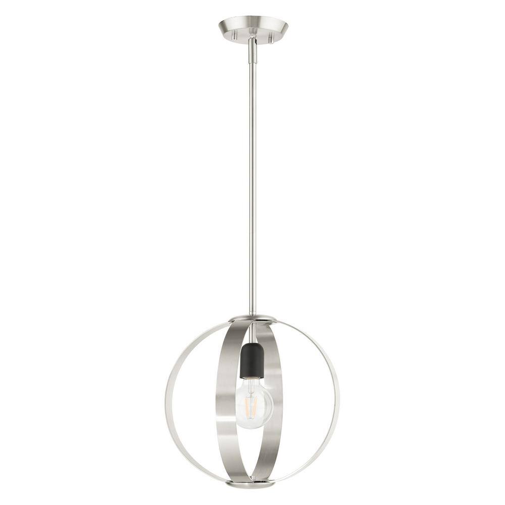 Modesto Mid-Century Modern Brushed Nickel Steel Pendant Light