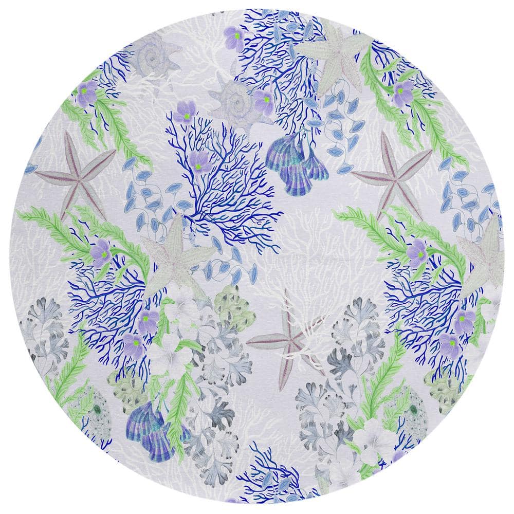 Surfside Purple 8 ft. x 8 ft. Geometric Indoor/Outdoor Area Rug