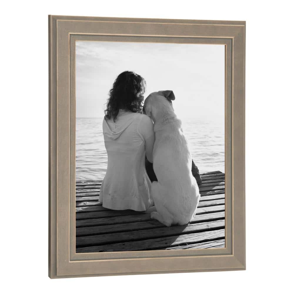 Distressed Gray 8x10 Solid Wood Tabletop and Wall Picture Frame Set