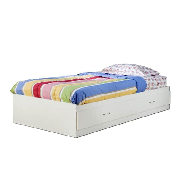 South Shore Logik 2-Drawer Twin-Size Storage Bed in Pure White