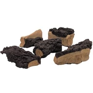 Wood Chip Set for Gas Log Fireplace, Hand Painted Concrete (6-Piece)