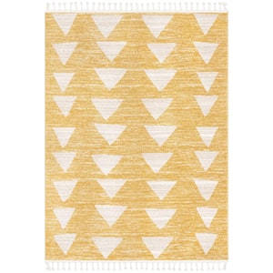 Kennedy Triangles Modern Geometric Pattern Yellow 3 ft. 11 in. x 5 ft. 3 in. Kids Area Rug