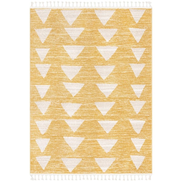 Well Woven Kennedy Triangles Modern Geometric Pattern Yellow 3 ft. 11 in. x 5 ft. 3 in. Kids Area Rug