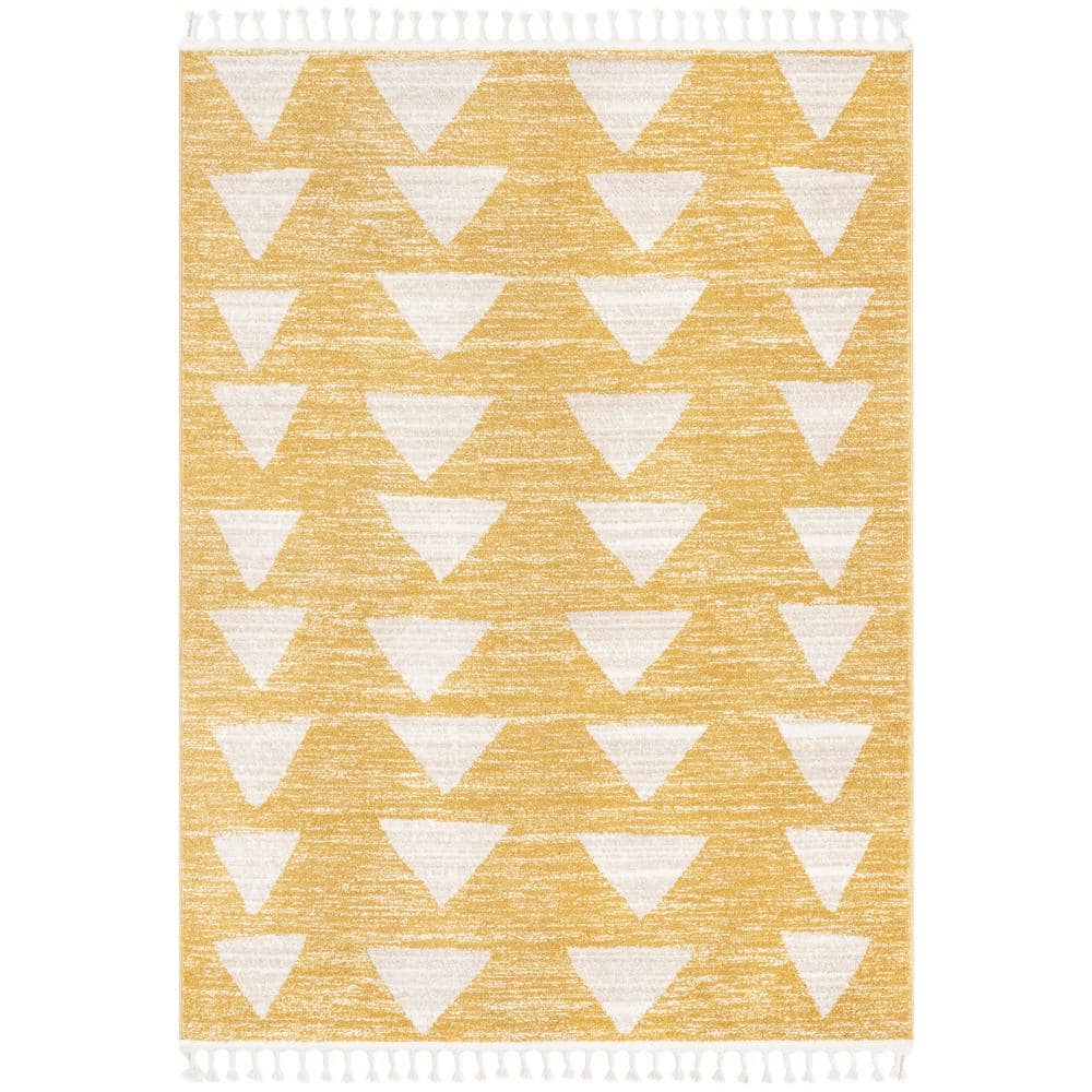 Well Woven Kennedy Triangles Modern Geometric Pattern Yellow 5 3  x 7 3  Kids Area Rug