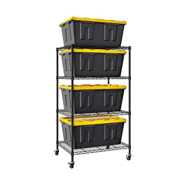 Seville Classics 4-Tier Storage Tote Bin Shelving Rack, 33 in. W x