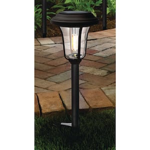 Rosemont 20-40 Lumen Black LED Weather Resistant Outdoor Solar Path Light with Glass Lens, Dual White and High-Low
