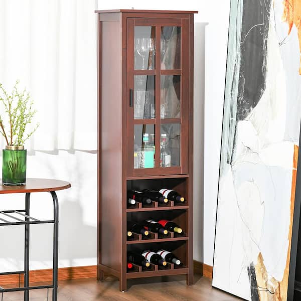 Homcom Walnut Wine Cabinet Bar Display, Dining Room Display Cabinet Ikea