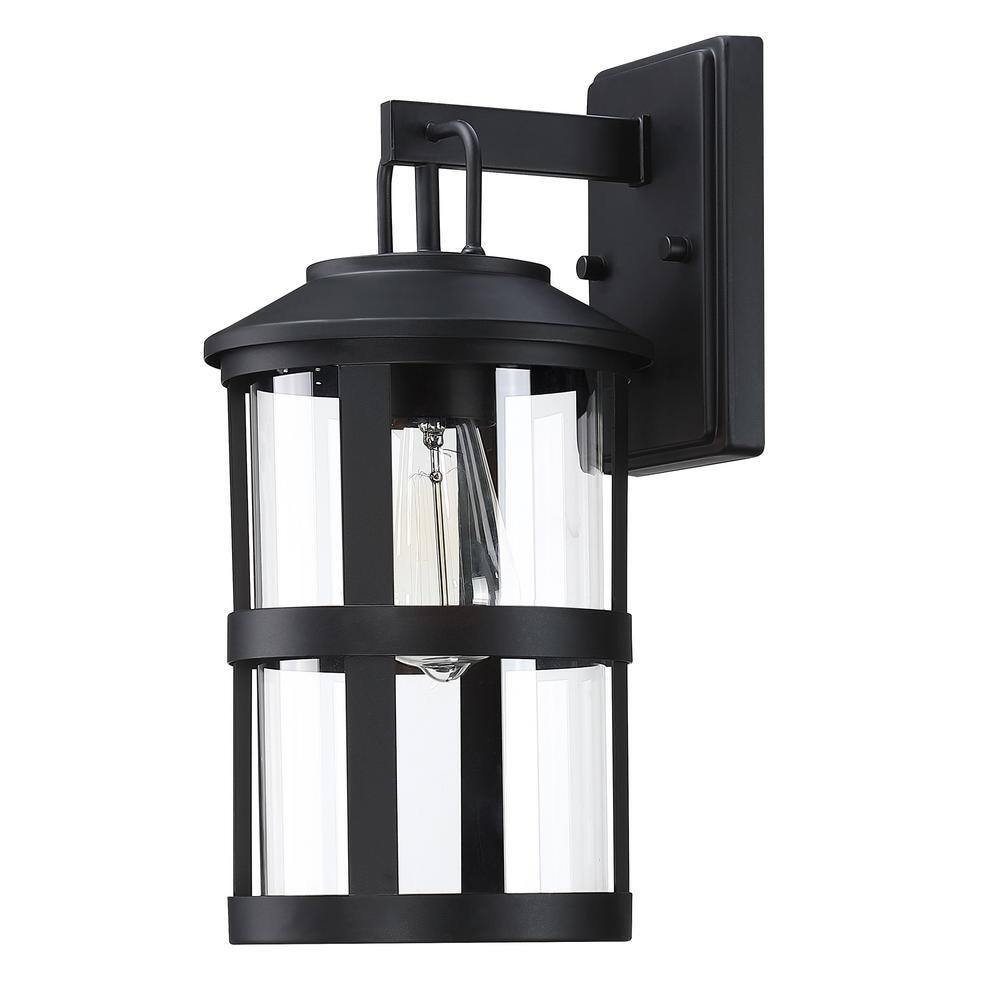 1-Light Black Finish Hardwired Outdoor Wall Lantern Sconce with Clear Glass price history on PriceWatchPro