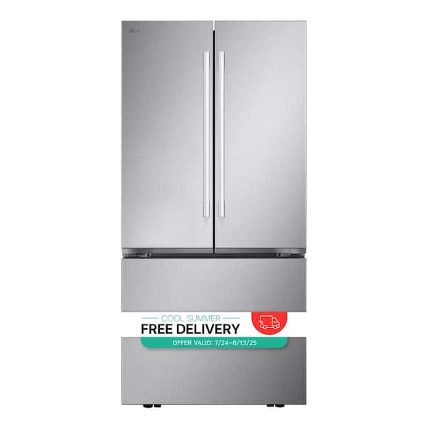 33 in. W 25 cu. ft. SMART Standard Depth French Door Refrigerator in Print Proof Stainless Steel