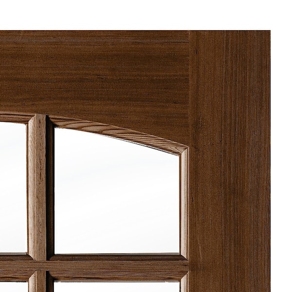 DIY RTA 36 in. x 80 in. Left-Hand/Inswing 6-Lite Arch Clear Glass Provincial Stain Hemlock Wood Front Door w/VG