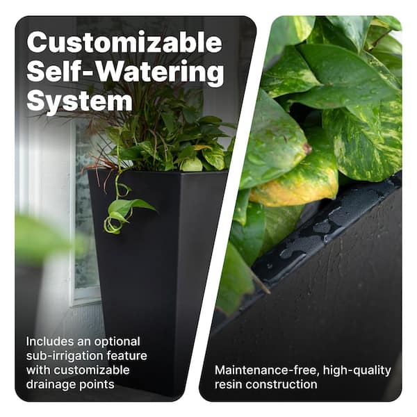Step2 Everton Large Onyx Black Indoor Plastic Square Planter