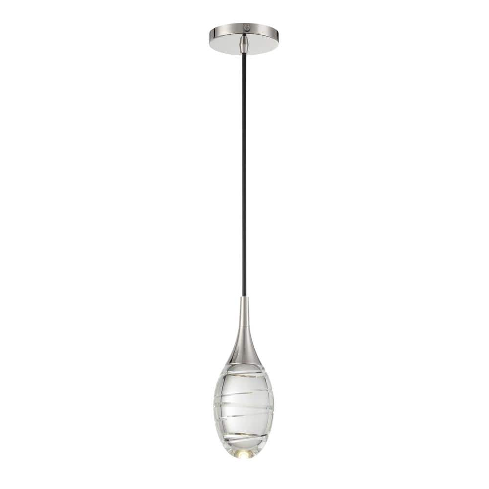 Hail 8-Watt 1-Light Polished Nickel Statement Integrated LED Mini Pendant Light with Clear Crystal Glass Shade -  George Kovacs, P5592-613-L