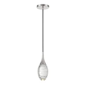 Hail 8-Watt 1-Light Polished Nickel Statement Integrated LED Mini Pendant Light with Clear Crystal Glass Shade