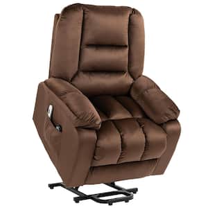Dark Brown Electric Power Lift Fabric Overstuffed Recliner Chair with Remote Control and Massage for the Elderly