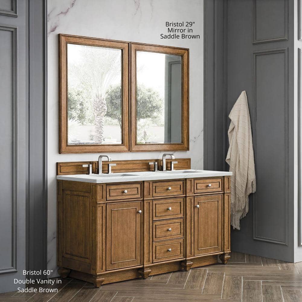 Saddle Brown 40" x 29" Rectangular Wood-Framed Mirror
