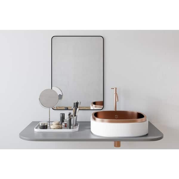 Glacier Bay 40 in. x 22 in. Black Classic Aluminum Rectangle Framed Vanity Mirror