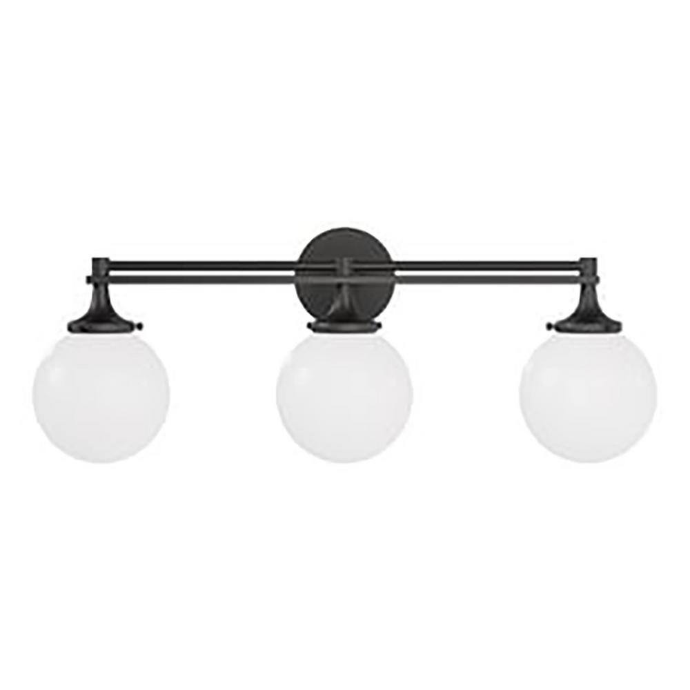 SIGNATURE HARDWARE Alfaro 28 in. 3Light Matte Black Vanity Light
