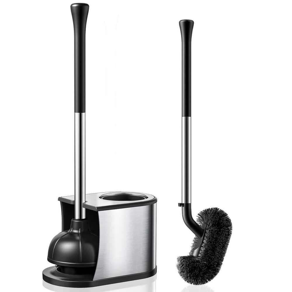Black Toilet Brush and Holder, 2 in 1 Stainless Steel Rustproof Combo with Deep Cleaning Curved Bristles, Toilet Plunger price history on PriceWatchPro