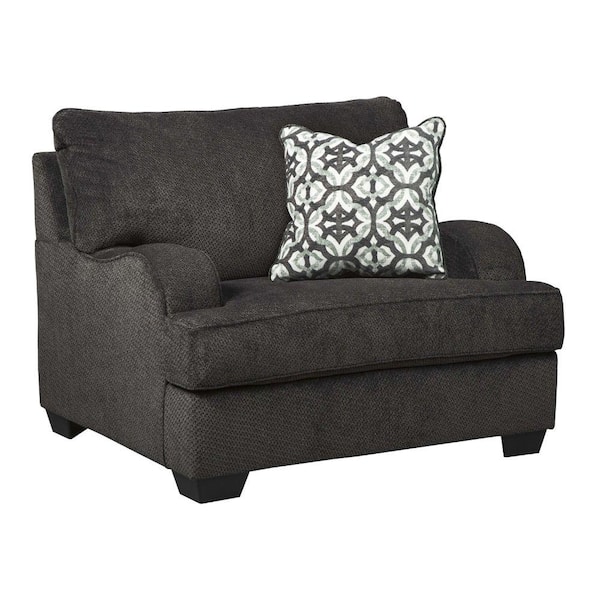Benjara Black Fabric Arm chair with Tapered Block Feet