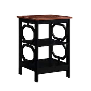 Omega 23.75 in. Cherry & Black Wood End Table