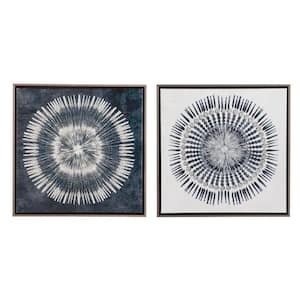 Blue and White Wooden Framed Circular Orientation Gallery Wall Art (Set of 2)