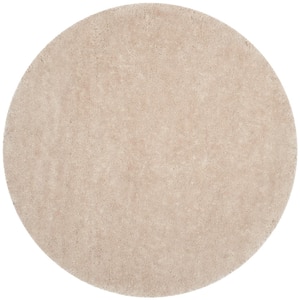 Luxe Shag Bone 8 ft. x 8 ft. Round Solid Area Rug
